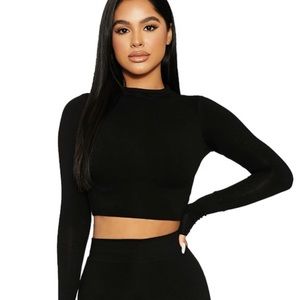 Naked Wardrobe FEELIN' OH SO TIGHT Black Cropped Ribbed Snatched Top bondage